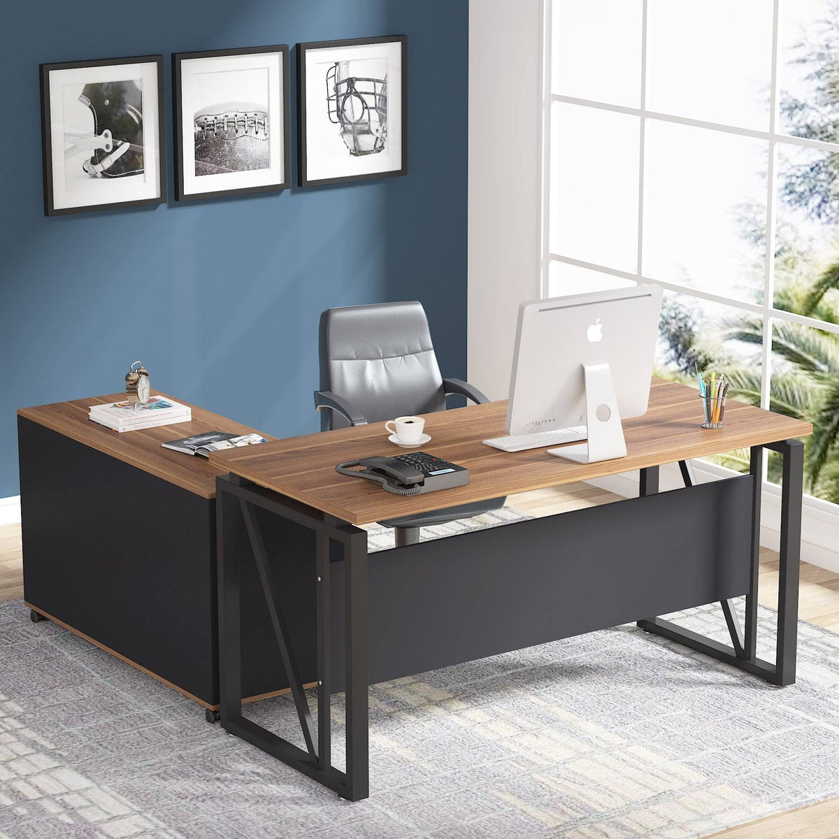 Brown 2 Drawer Letter Size Mobile File Cabinet U8891