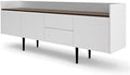 White and Walnut 2 Drawer 3 Door Sideboard Cabinet J469