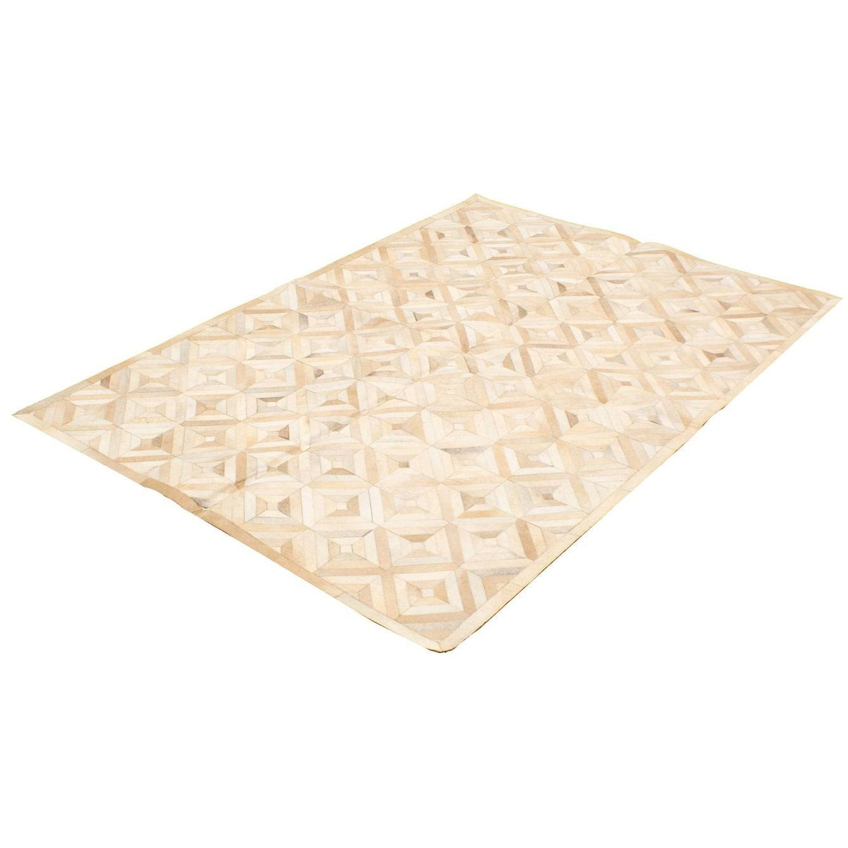 Handmade Cowhide Patchwork Beige Ivory Leather J232989