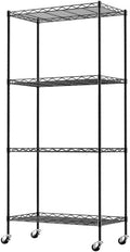 Black Metal 4-Shelf Mobile Storage Shelves Pack of 2 W9263