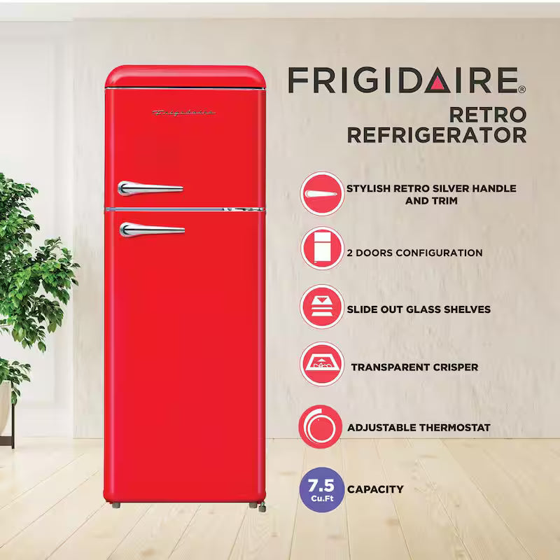 7.5 cu. ft. Red Retro Mini Fridge with Top Freezer O836204