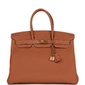 Gold Leather Handbag Q8482