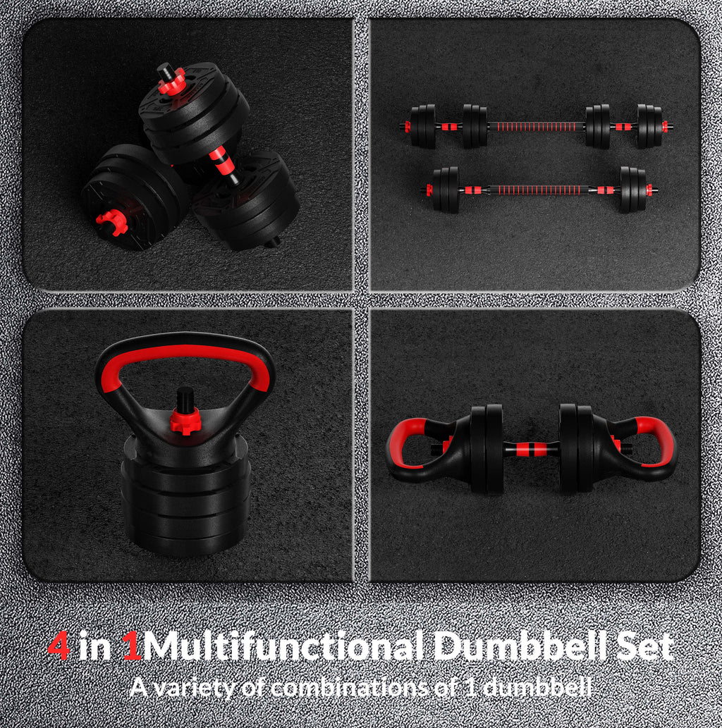 4-in-1 Adjustable Dumbbell, Barbell, and Kettlebell Set E5516