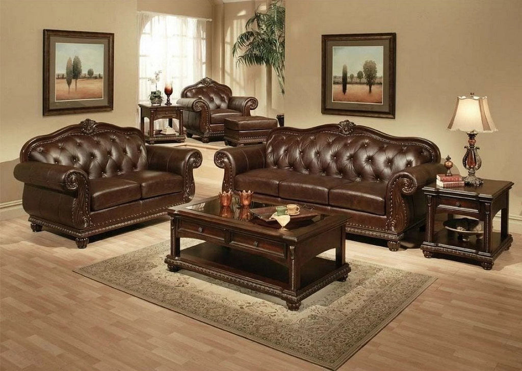 Tufted Upholstered Leather Sofa D545536