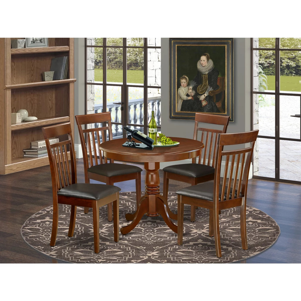 Antique 5-piece Dining Set with Leather Chairs P319627