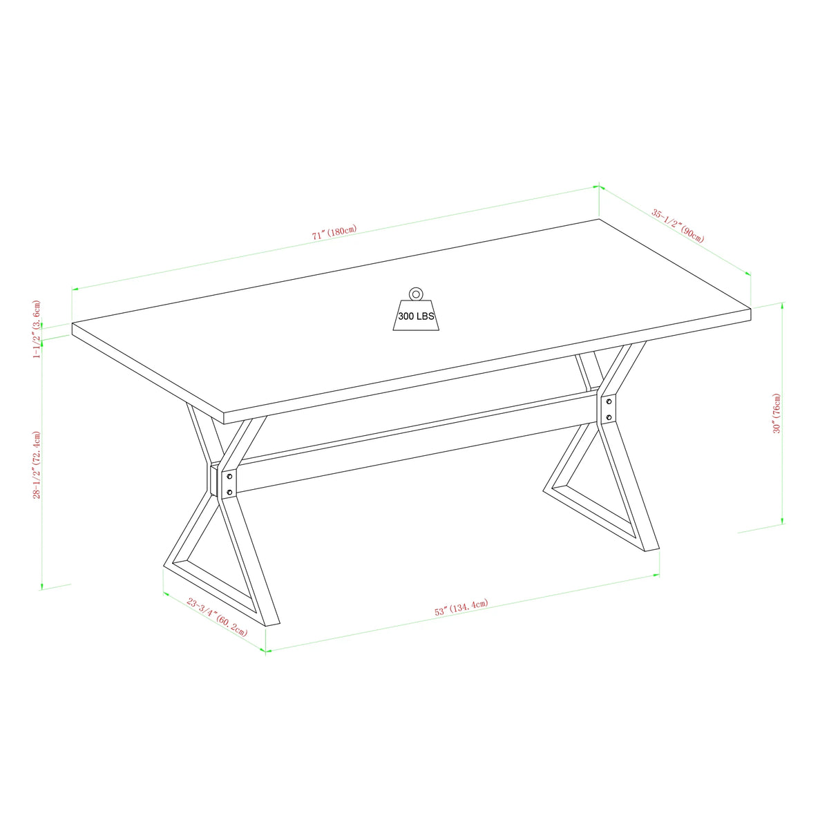 Modern Farmhouse X Leg Dining Table Z48449