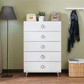 White 5 Drawer Wood Dresser I5034