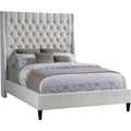 Cream Velvet Queen Bed Q3748