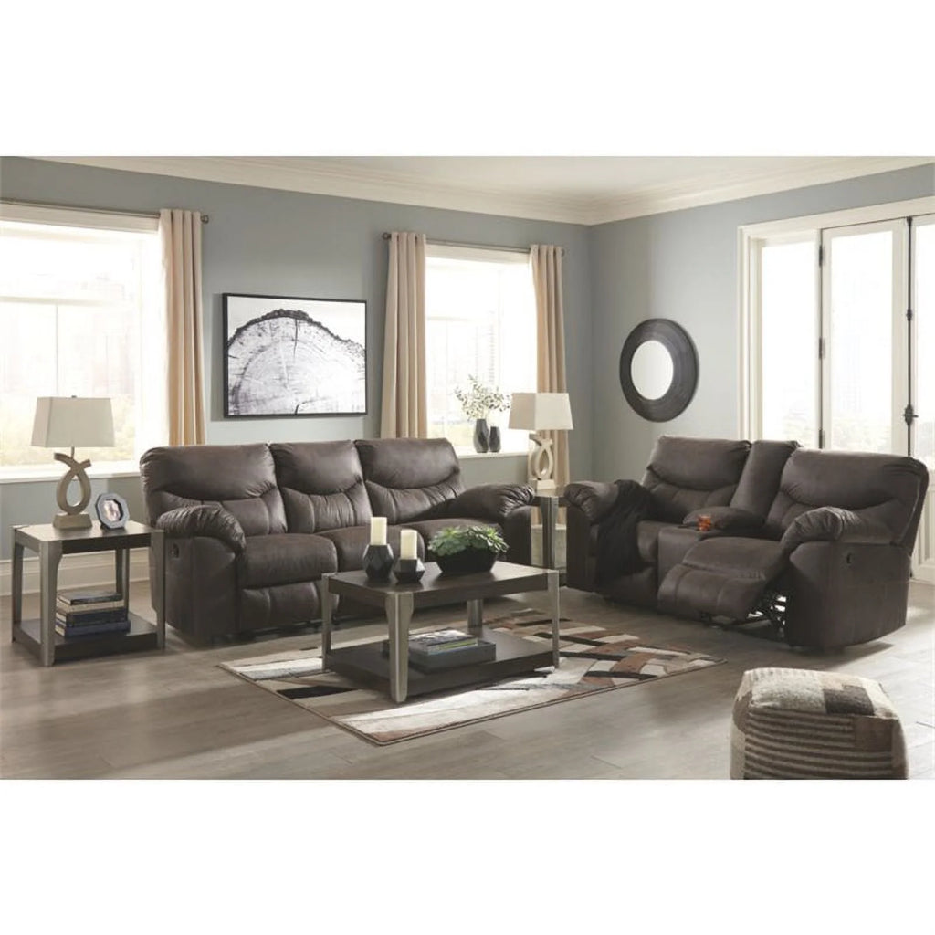 Fabric Reclining Sofa in Teak Brown Q14924