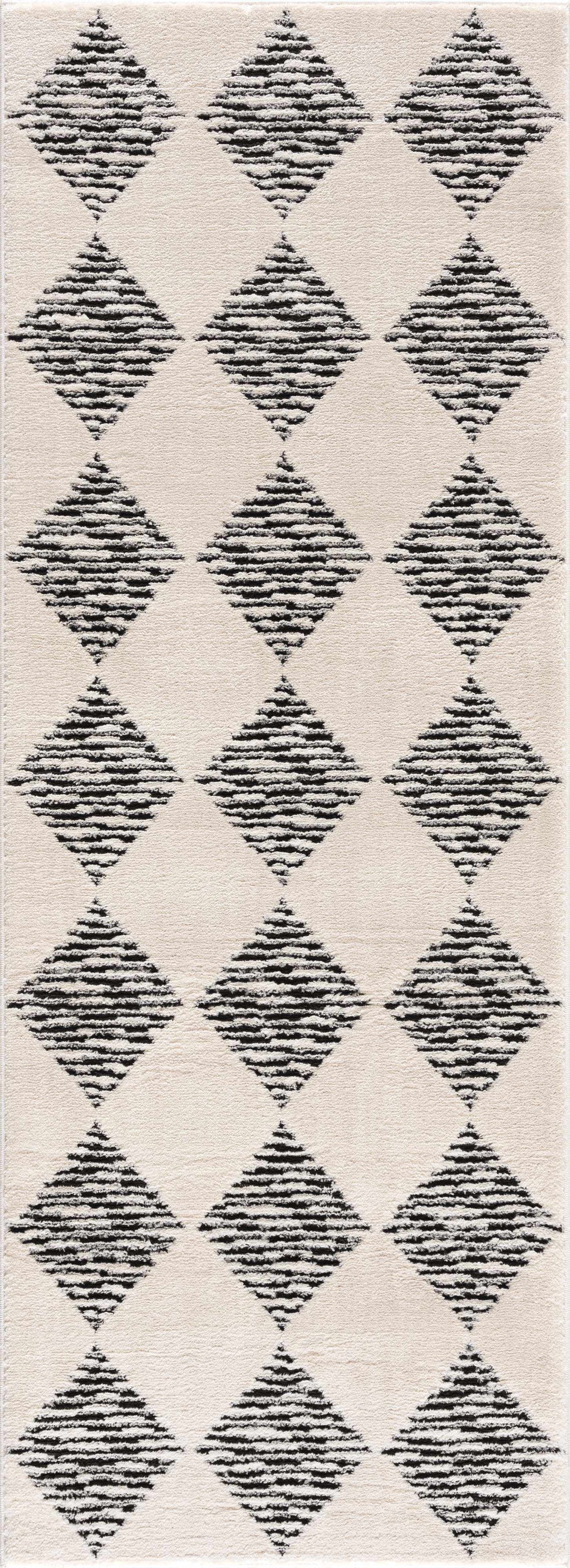 Cream Black White Area Rug H68568