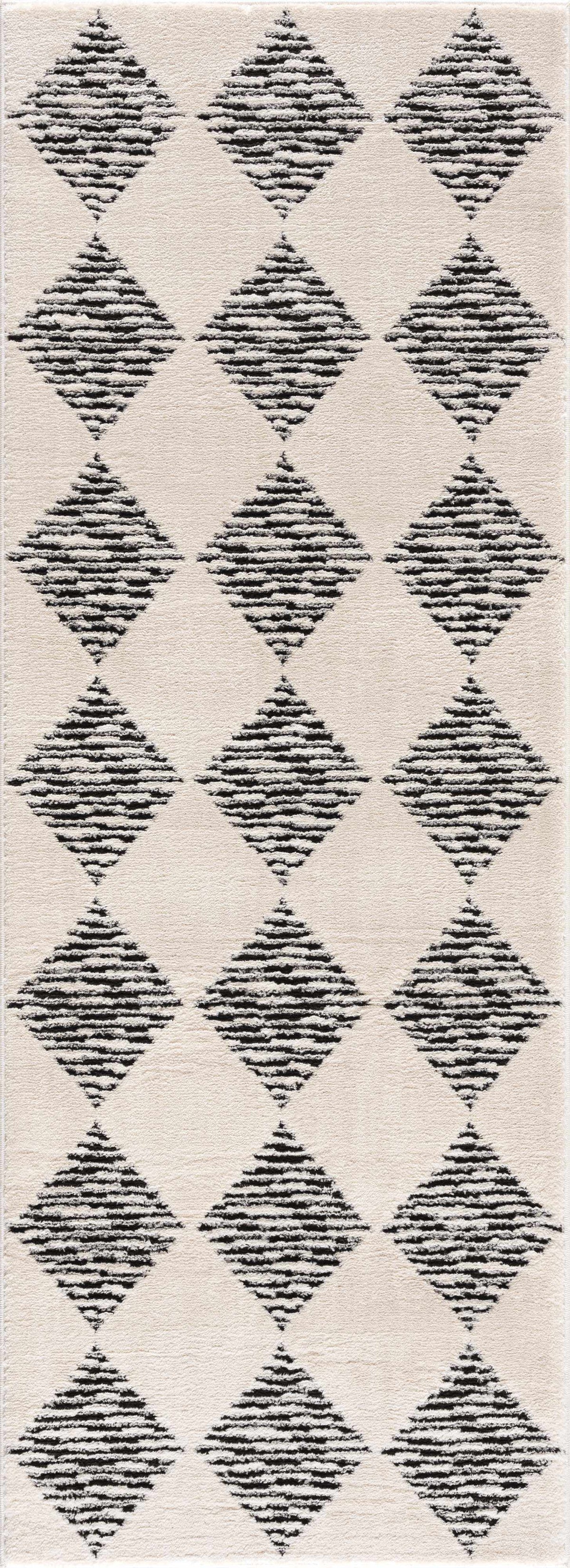 Cream Black White Area Rug H68568