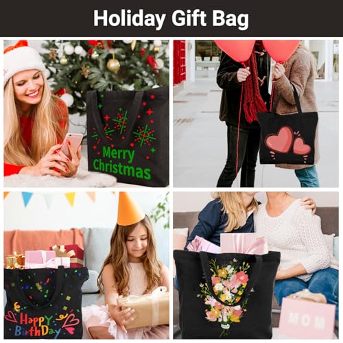 6 Packs Canvas Tote Bag with Zipper X903