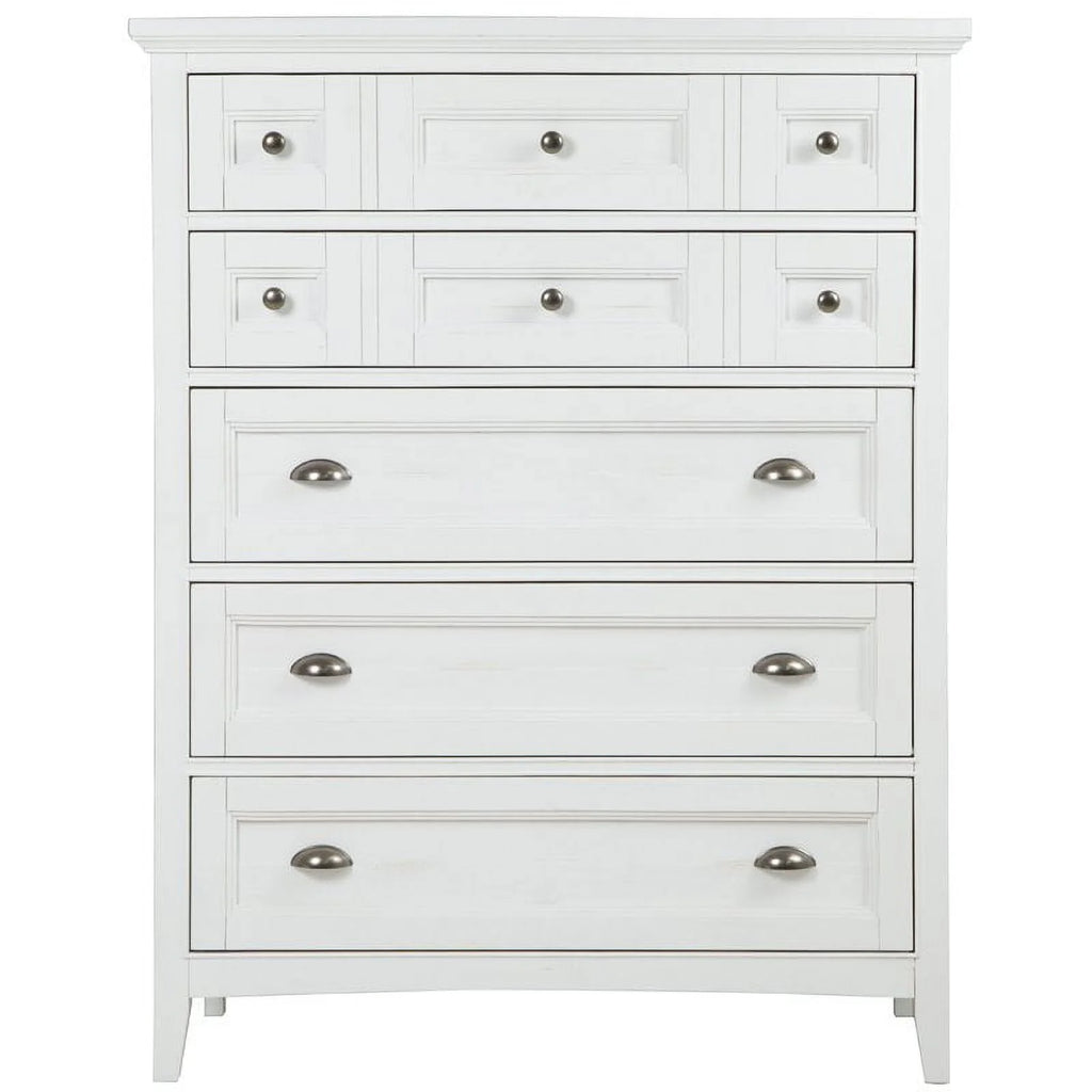 Soft White 5 Drawer Wood Chest F5825