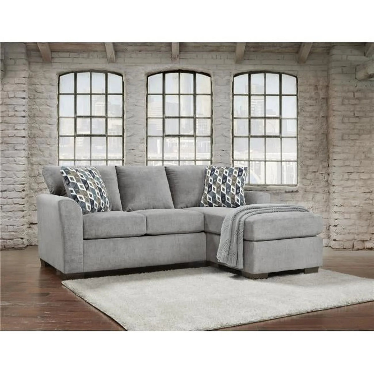 Gray Sectional Sofa with Reversible Chaise A61144