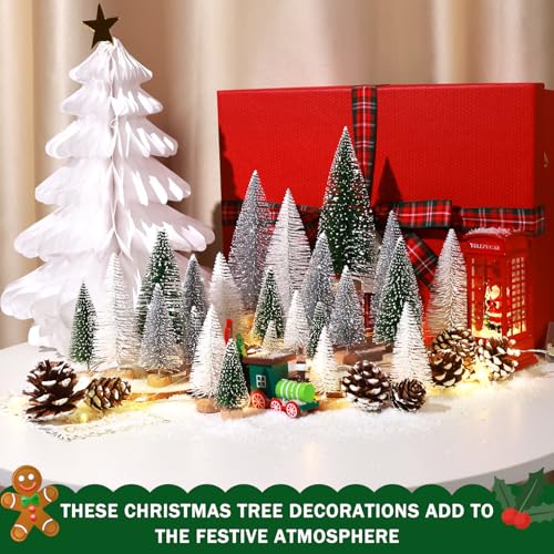 9pcs Mini Artificial Christmas Tree with Wooden Bases Q61700