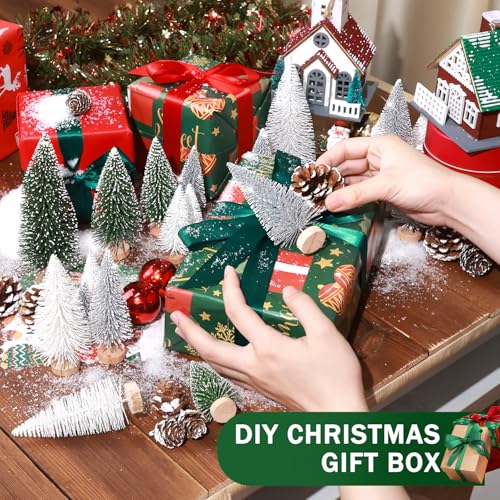 9pcs Mini Artificial Christmas Tree with Wooden Bases Q61700