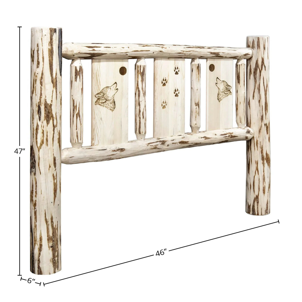 Twin Headboard with Laser Engraved Wolf Design P415