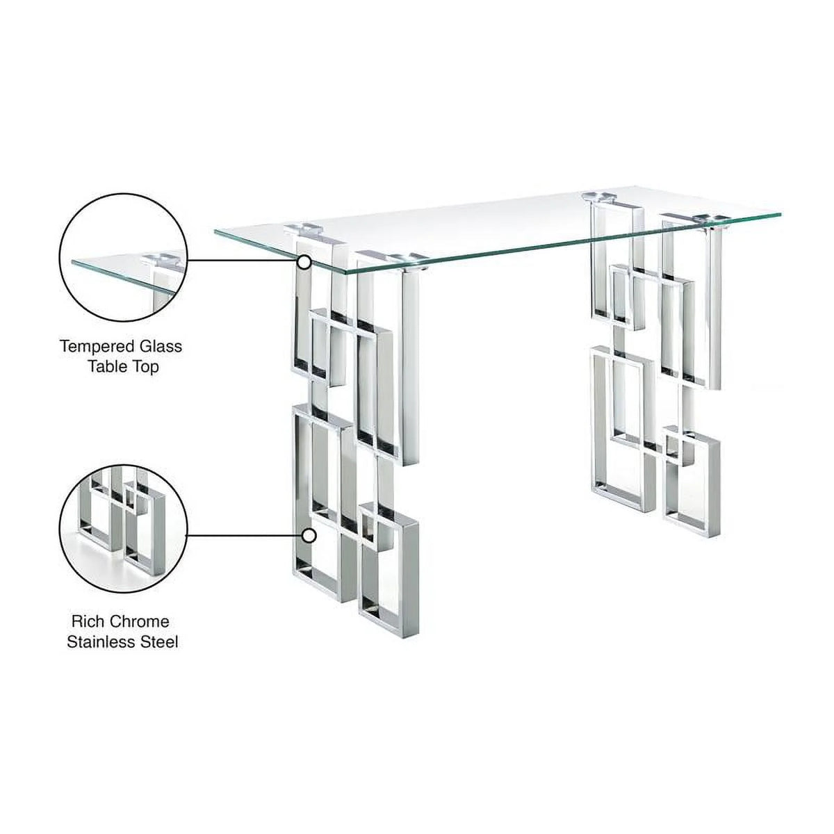 Glass Top Console Table with Chrome Base G639565