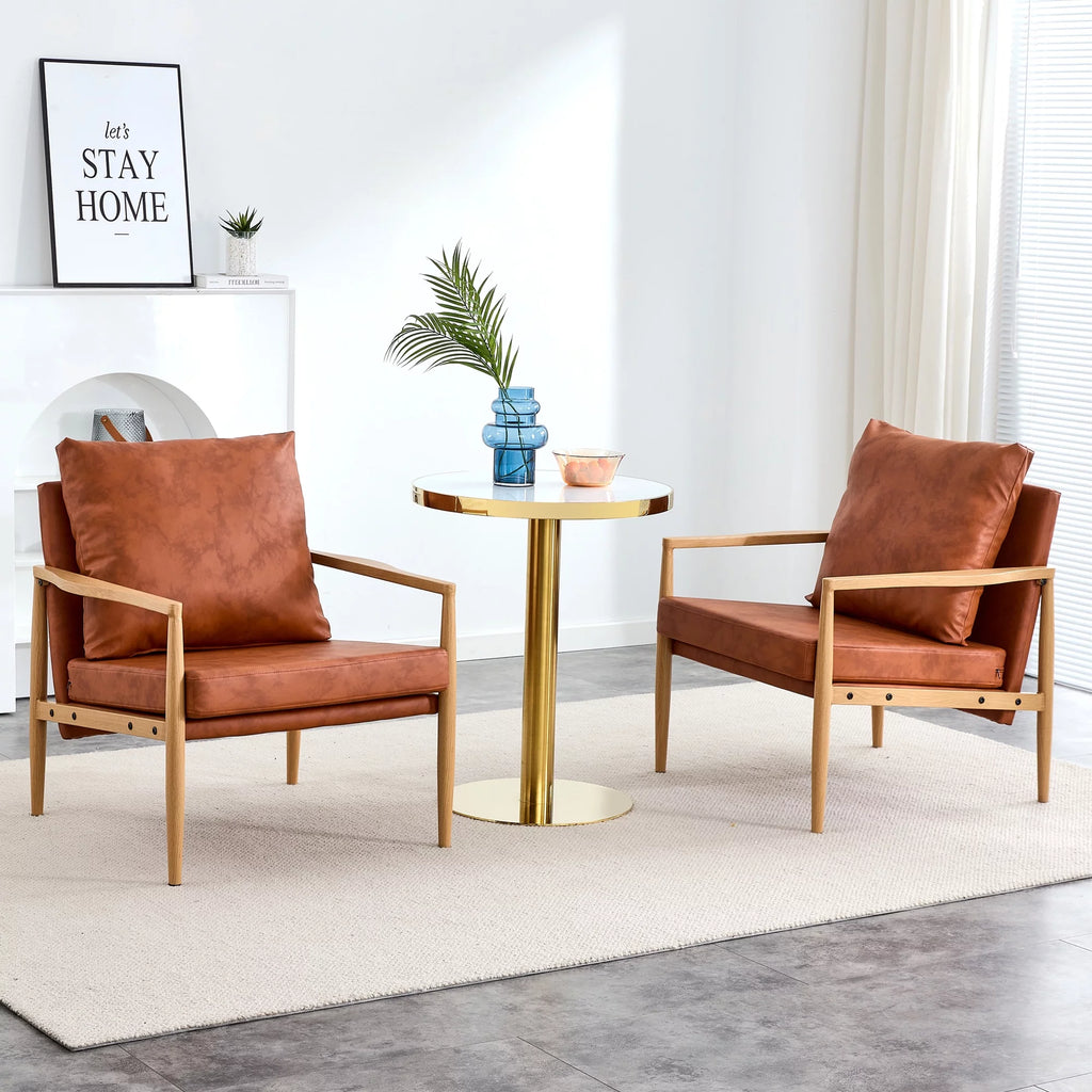 PU Leather Accent Arm Chair with Metal Frame E38444