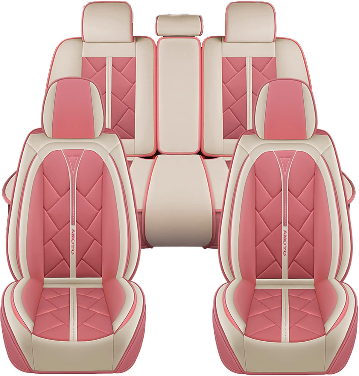Pink and White Waterproof Synthetic Leather Car Seat Covers Q839