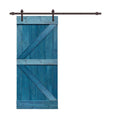 30 in. x 84 in. Ocean Blue Stained Wood Interior Sliding Barn Door with Hardware Kit V668967