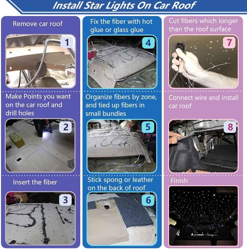 Car Use Bluetooth RGB LED Fiber Optic Light Star Ceiling Kit G8391