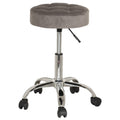 Gray Velvet Adjustable Backless Stool with Casters X3050