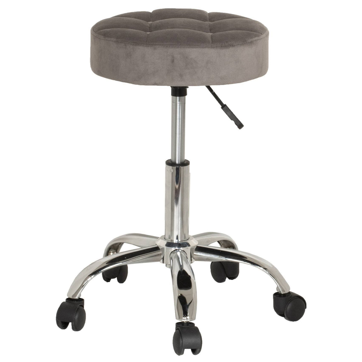 Gray Velvet Adjustable Backless Stool with Casters X3050