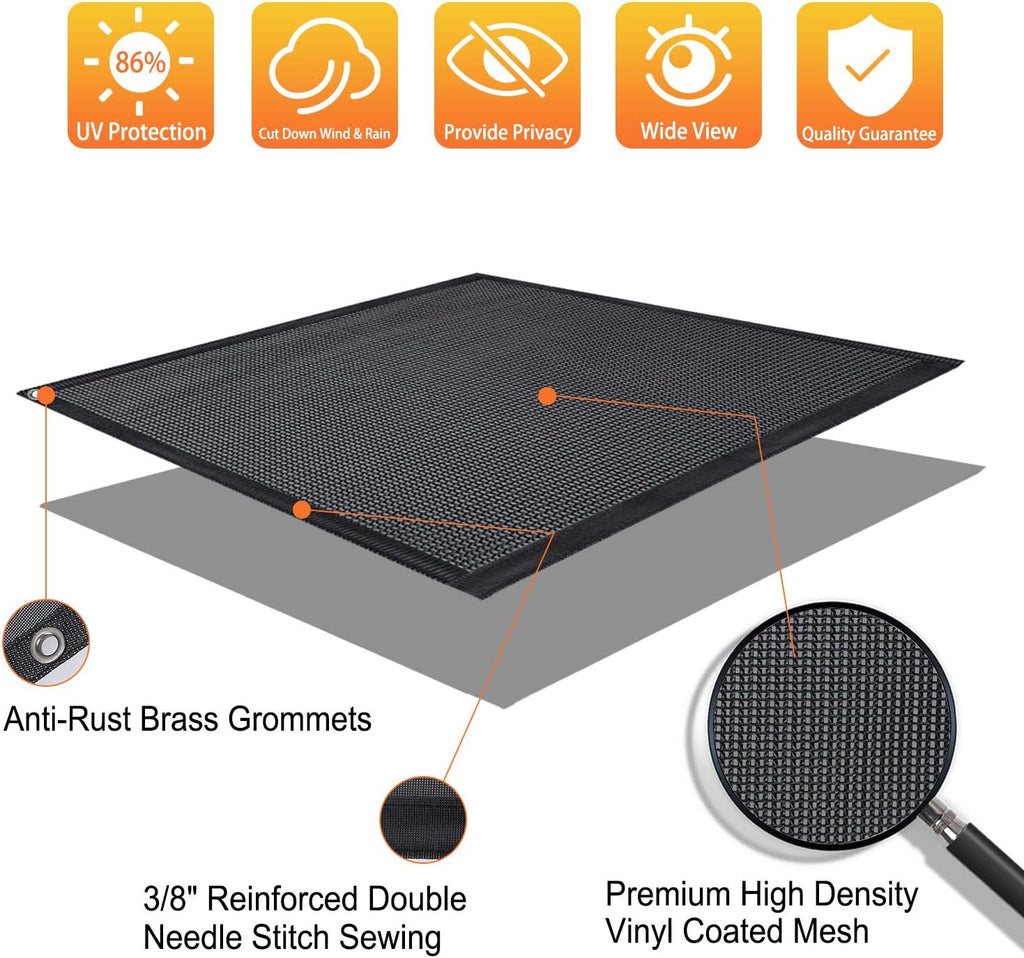 Black Mesh RV Awning Shade Screen with Zipper 10' x 9' W460