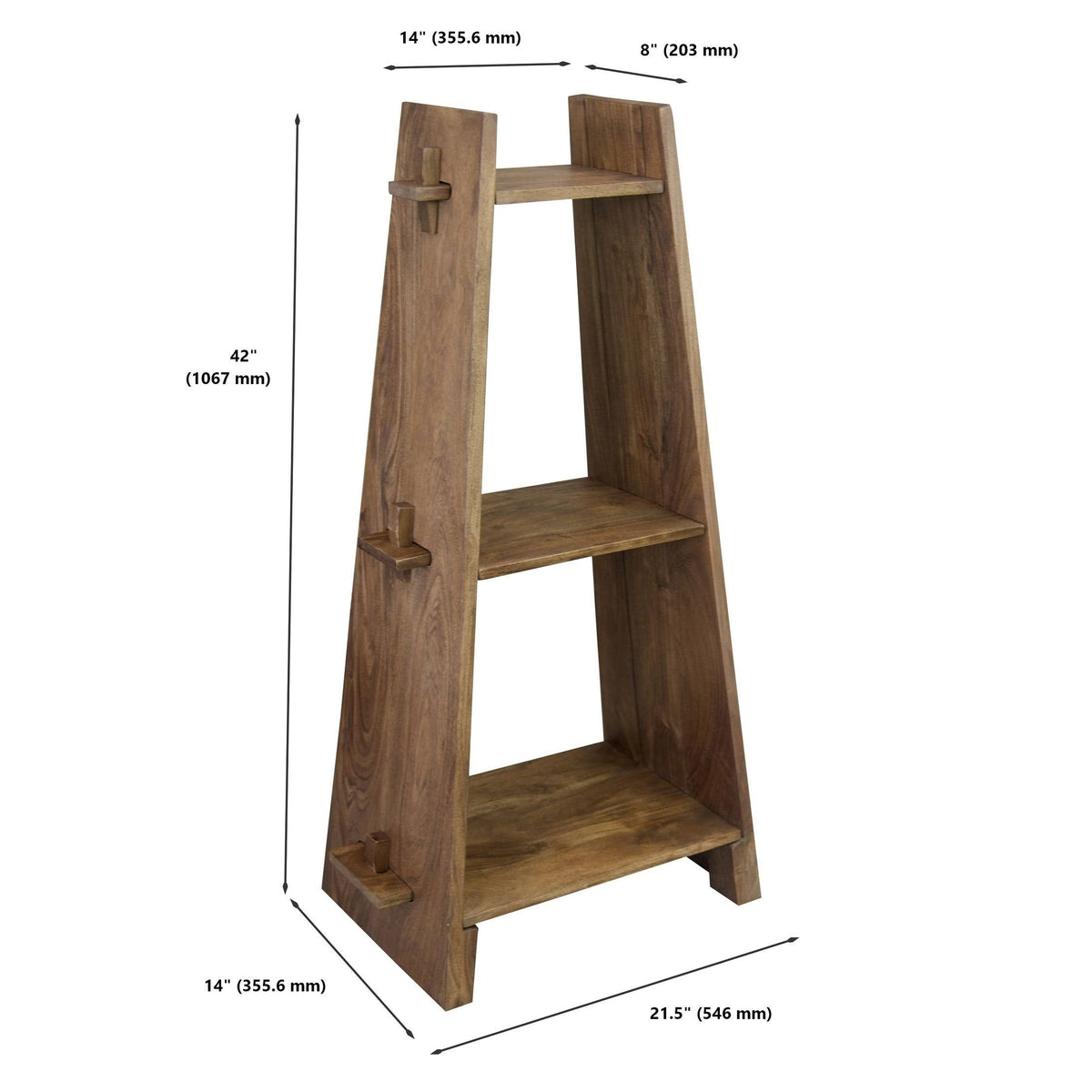 Acacia Wood 3-Tier A-Frame Bookcase G981990