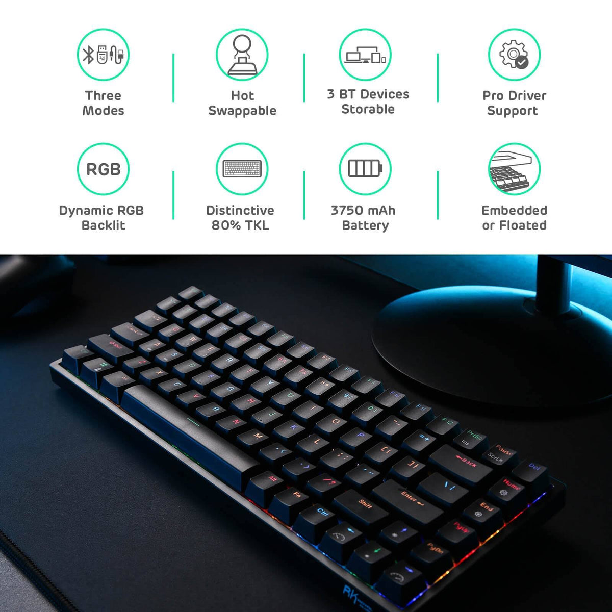 84 Keys 2.4GHz Wireless Mechanical Keyboard L97395