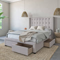 Queen Storage Wingback Bed Beige Z1648