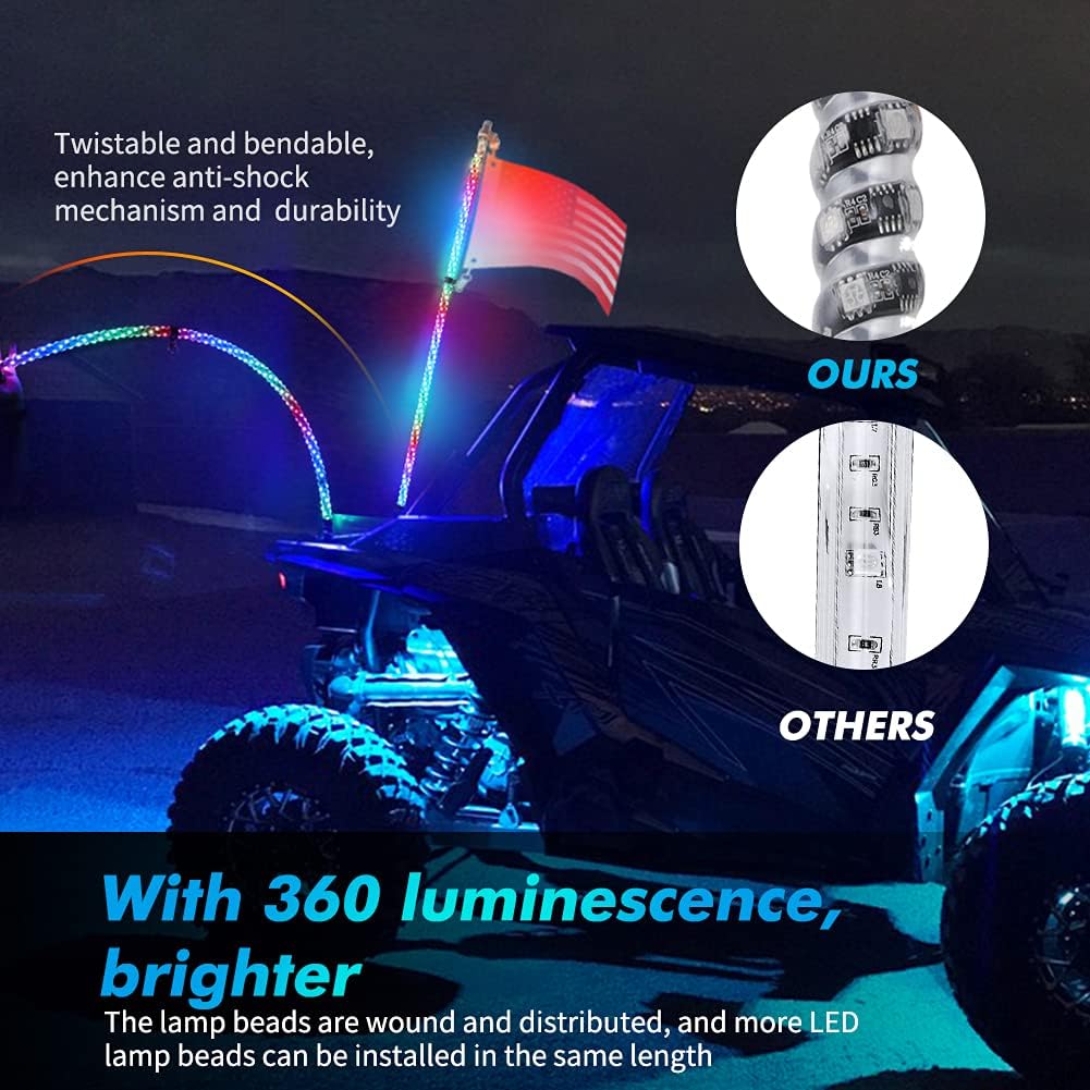 4FT RGB LED Whip Lights Pack of 2 W85354