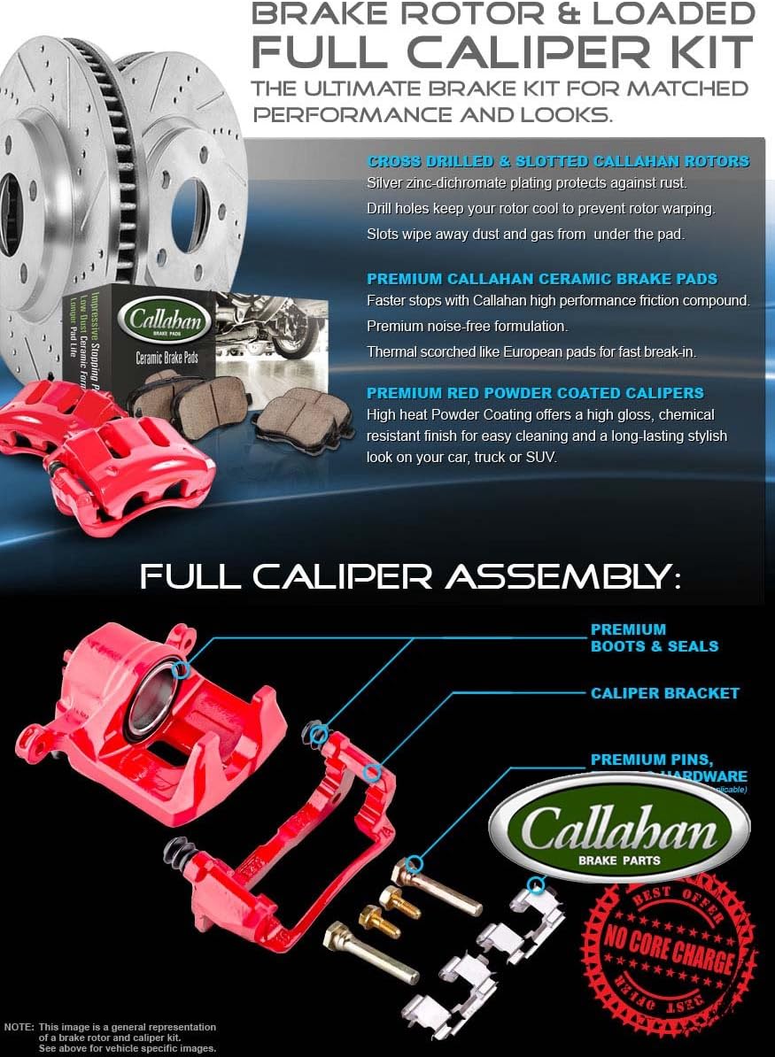 Performance Powder Coated Red Calipers Rotors Ceramic Pads K241542