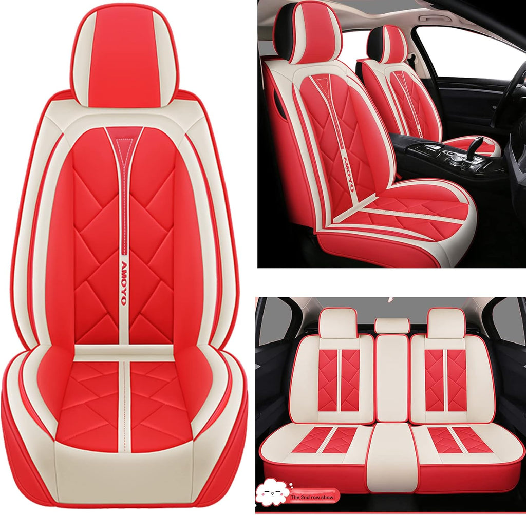 Pink and White Waterproof Synthetic Leather Car Seat Covers Q839