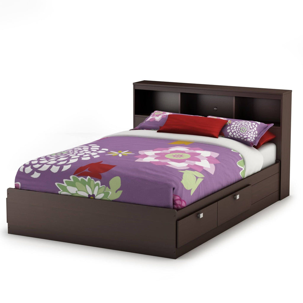 White Full Bookcase Headboard N927
