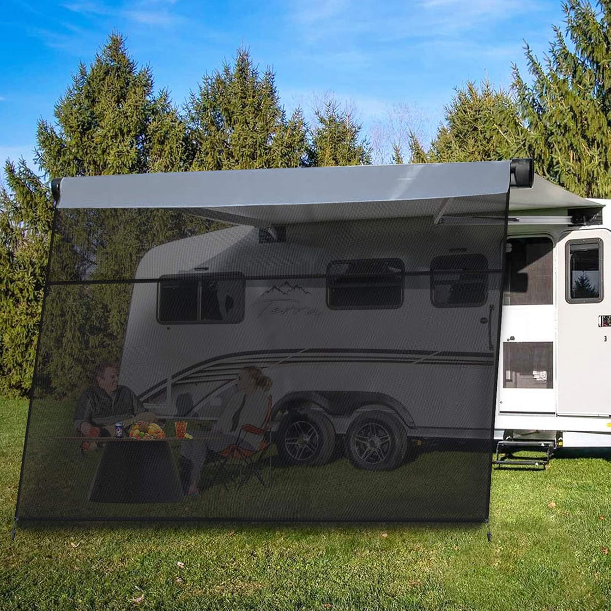 Black Mesh RV Awning Shade Screen with Zipper 10' x 9' W460