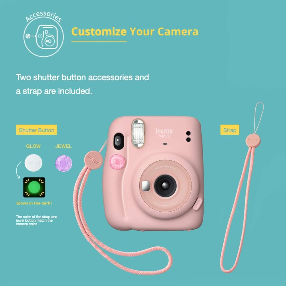 Sky Blue Instant Film Camera with 40 Exposures Film, Case, Strap F7677