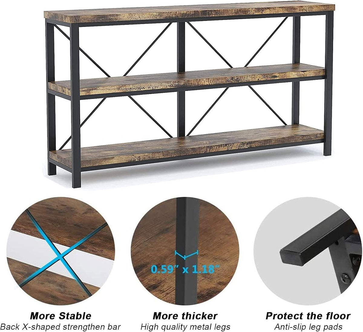 Rustic 3-Tier Console Sofa Table T25320