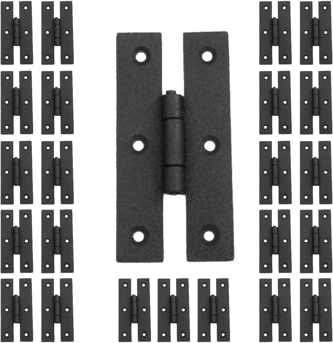 Black H Flush Hinge 3 Inches Wrought Iron Cabinet Door Hinges Pack Of 24 Y16065