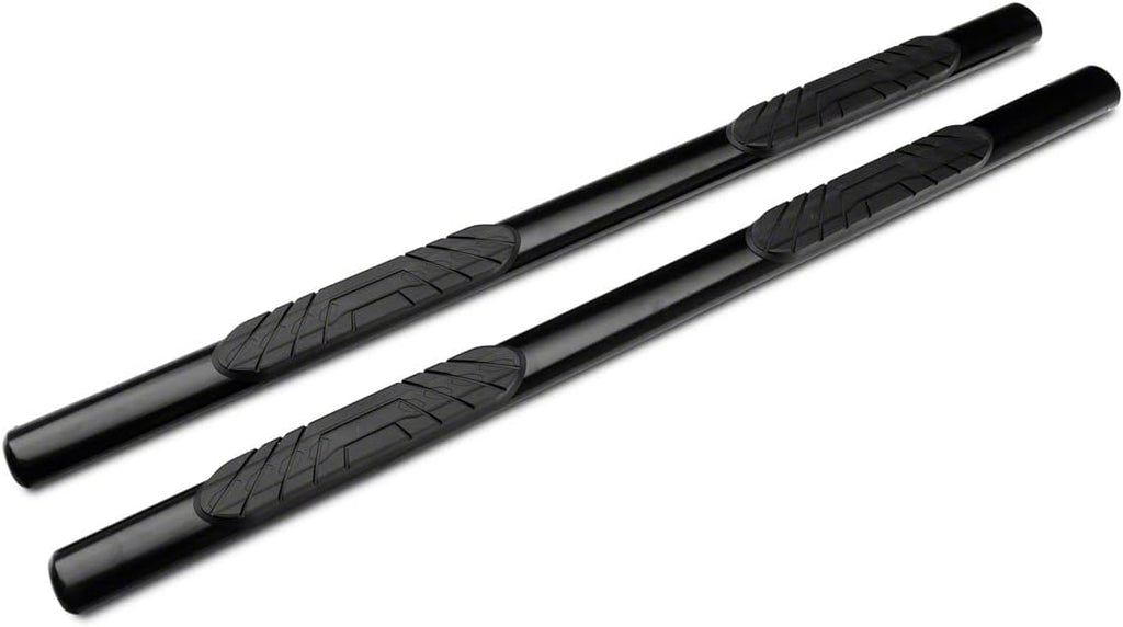 Black 4-Inch Oval Straight End Side Step Bars T8700