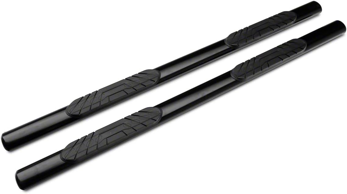 Black 4-Inch Oval Straight End Side Step Bars T8700