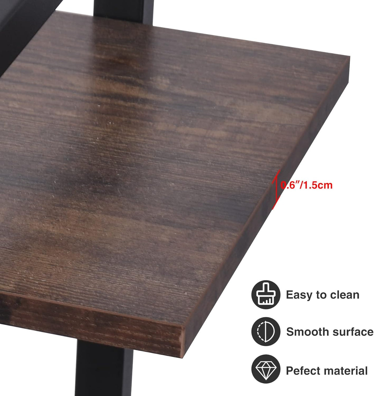 4-Shelf Wood and Metal Bookshelf G2684