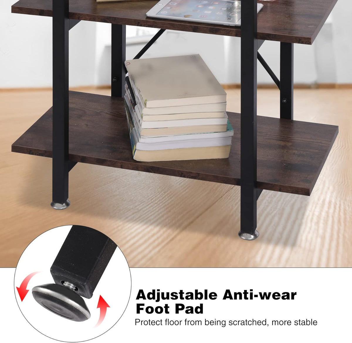 4-Shelf Wood and Metal Bookshelf G2684
