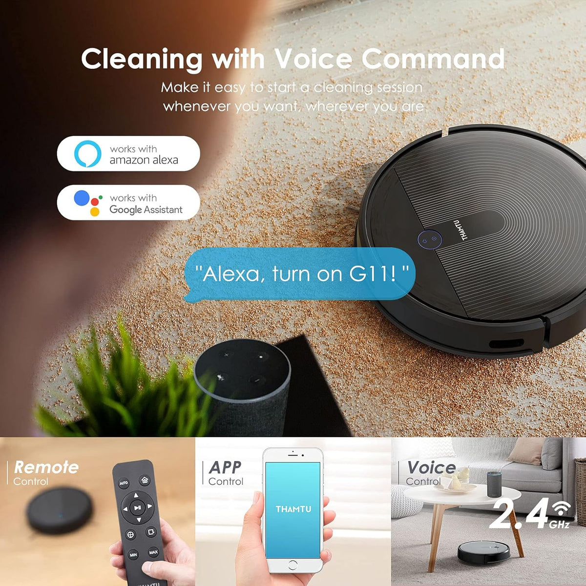 Robot Vacuum Cleaner, 150Min Runtime, 2500Pa Suction G9574