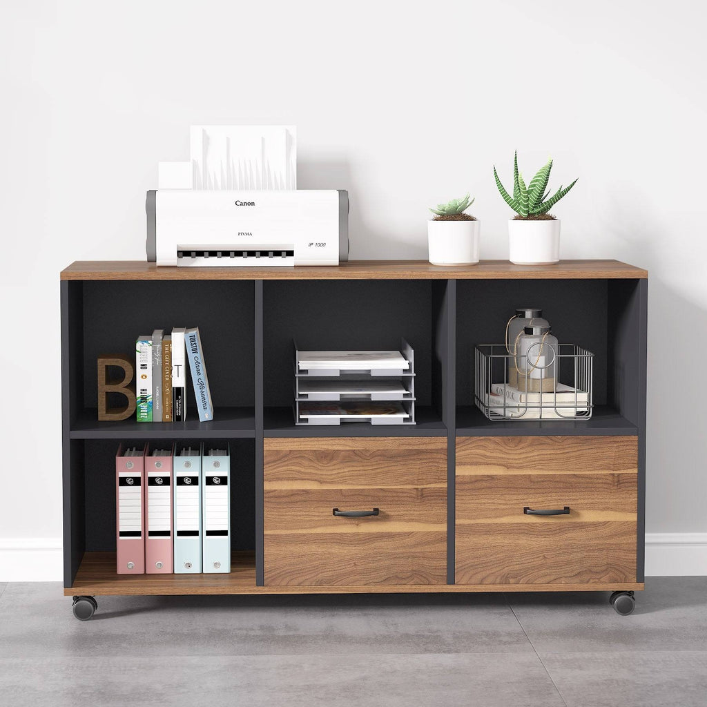 Brown 2 Drawer Letter Size Mobile File Cabinet U8891