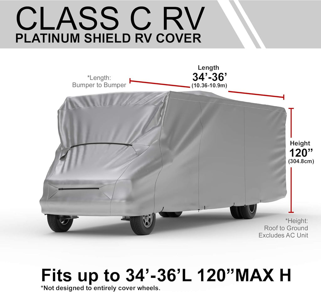 Weatherproof RV Cover for 32' - 34' Class C RV with Fleece Lining P79541