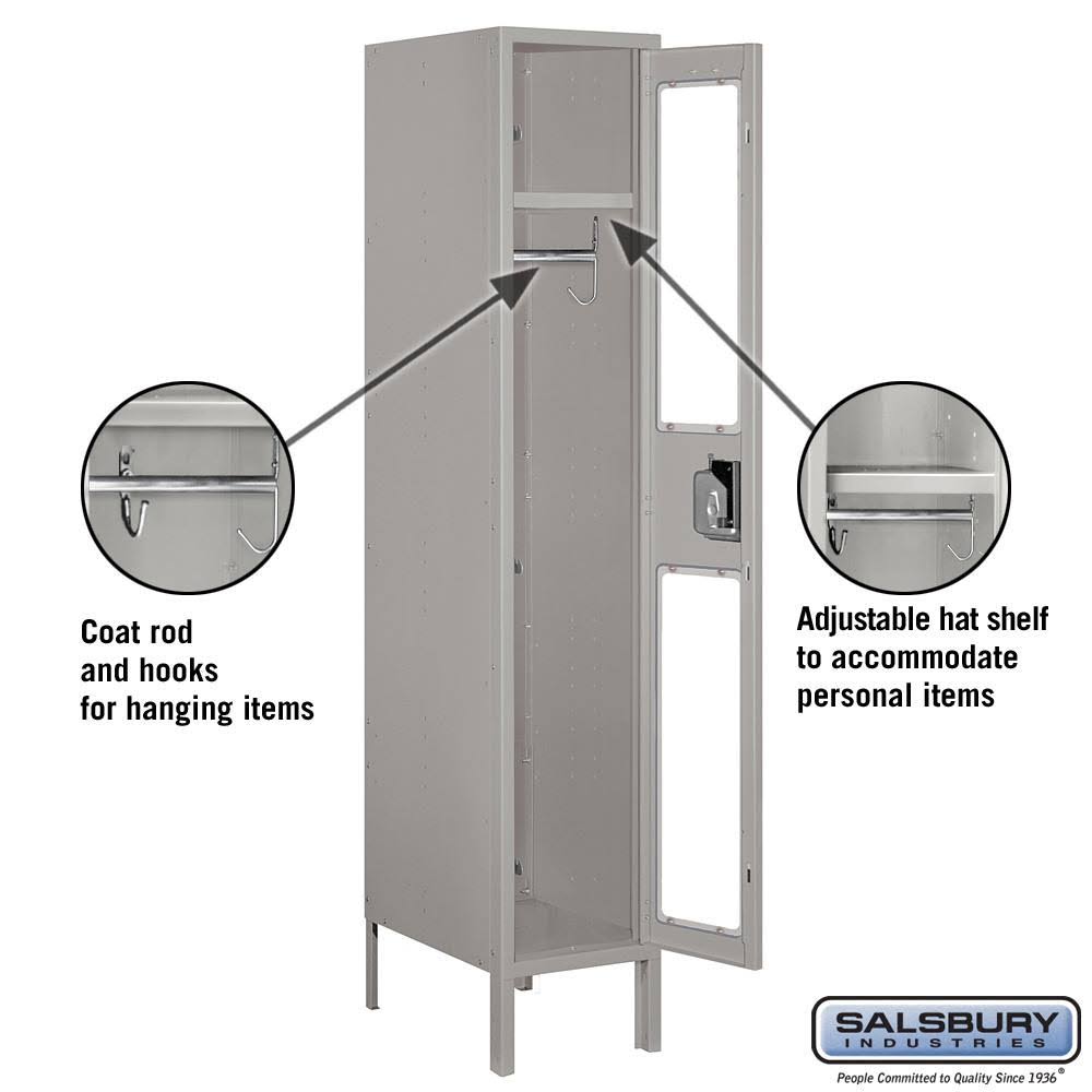 See-Through Metal Locker Single Tier 1 Wide Unassembled Gray I733