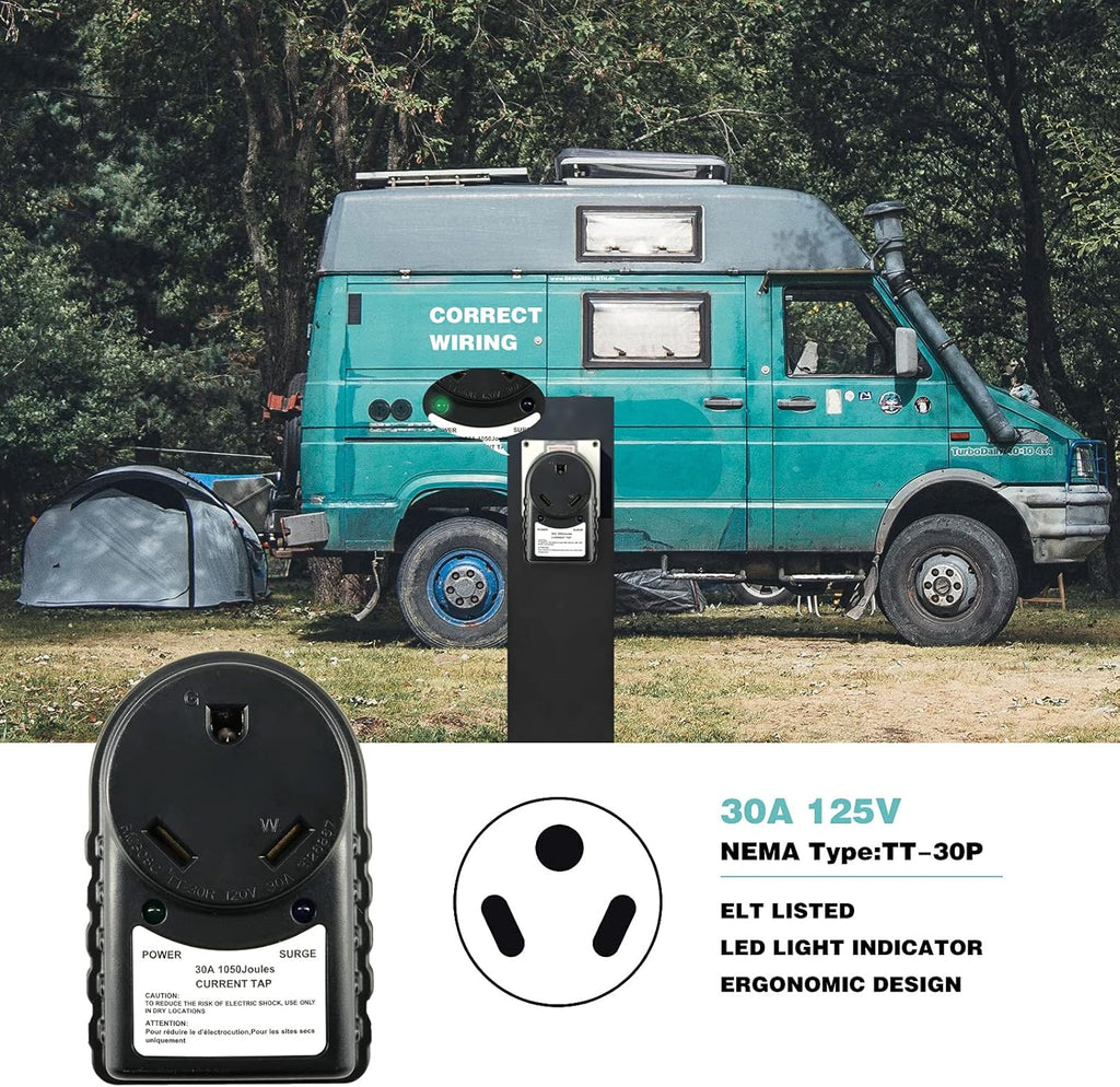 30 Amp RV Surge Protector with LED Indicator Light, Pack of 2 W104678