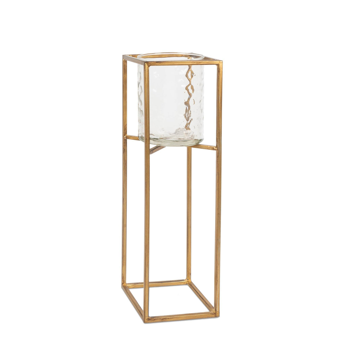Textured Glass and Gold Metal Candle Holder Set of 3 J368163
